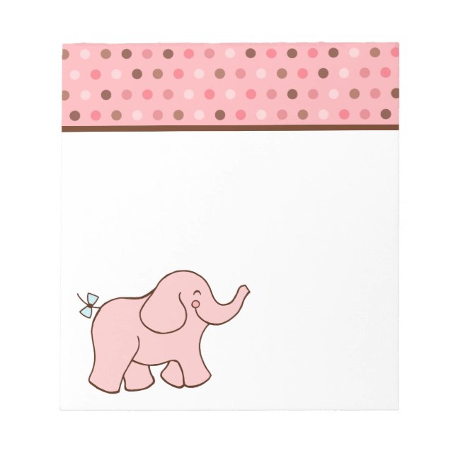 Bloco de Notas Elefante Bebê Rosa (Frente)