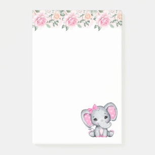Bloco De Notas Elefante-bebê rosa-claro com orelhas-Bolinhas