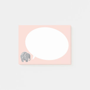 Bloco De Notas Elefante de cinza com Bolha de Voz no Rosa Shell