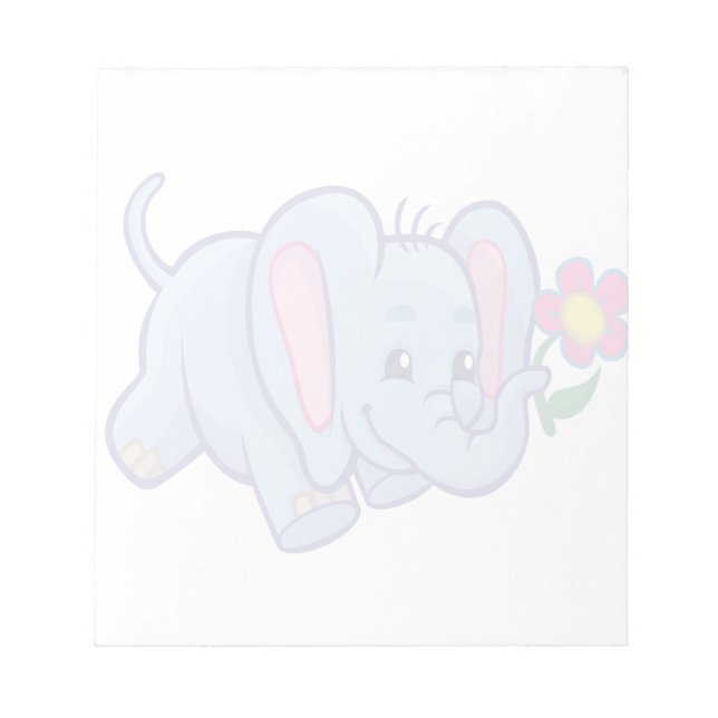 Bloco De Notas Elefante de desenho animado fofo (Frente)