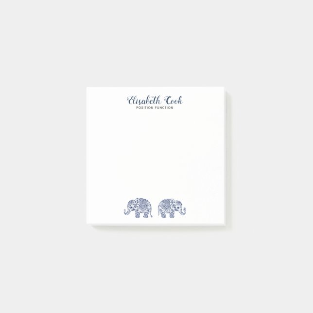 Bloco De Notas Elefante de Paisley Azul (Frente)