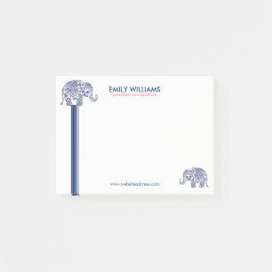 Bloco De Notas Elefante de Paisley Azul e faixas decorativas
