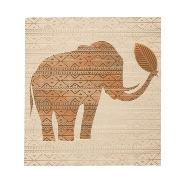 Bloco De Notas Elefante - Design de Arte Tribal (Frente)