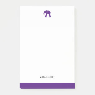 Bloco De Notas Elefante e borda roxos brancos e brilhantes, nome