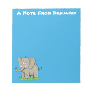 Bloco De Notas Elefante engraçado e bonito com desenho animado de