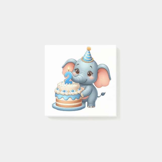 Bloco De Notas Elefante Fofo 2º Aniversário (Frente)