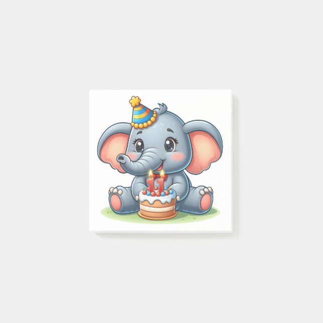 Bloco De Notas Elefante Fofo Aniversário de 11 anos (Frente)
