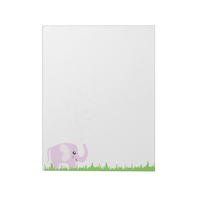 Bloco De Notas Elefante fofo em rosa e roxo feminino (Invertido)