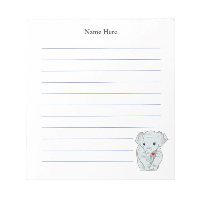 Bloco De Notas Elefante Fofo Enlinhado (Frente)