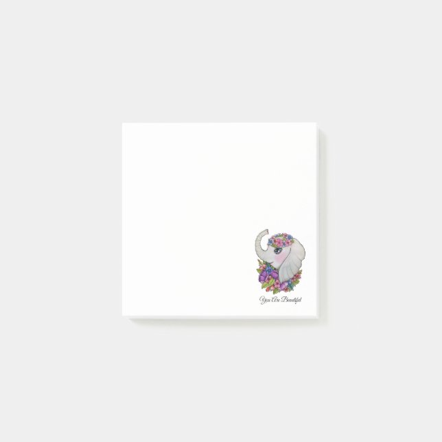 Bloco De Notas Elefante Fúnebre Com Flores Selvagens Em Aquarela (Frente)