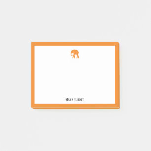 Bloco De Notas Elefante Laranja e Borda em Branco com Nome