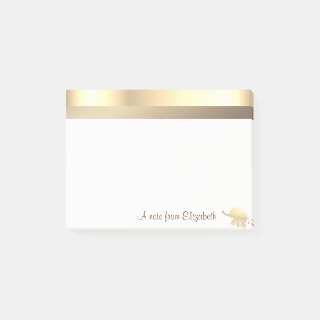Bloco De Notas Elefante Moderno com Brilho Dourado - Personalizad (Frente)