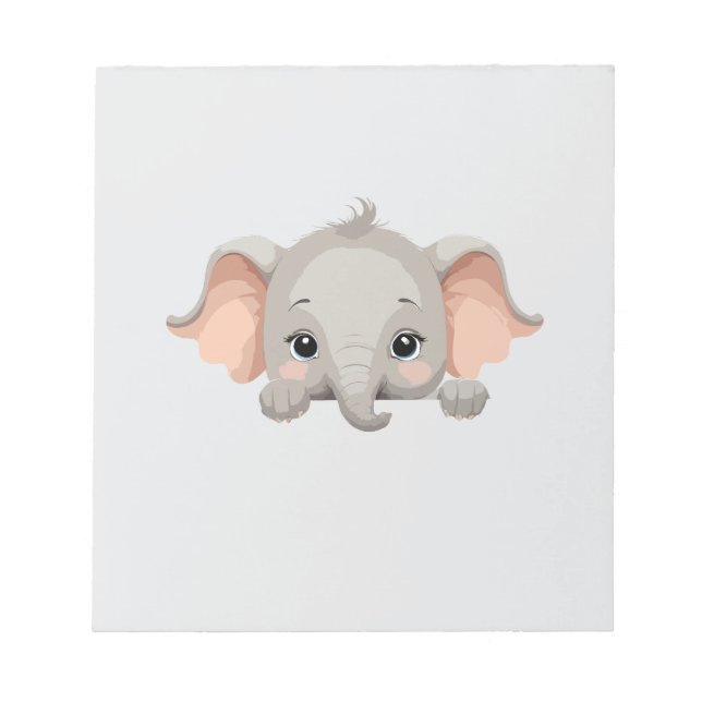 Bloco De Notas Elefante Peeking Bonito Adorável E Engraçado Anima (Frente)