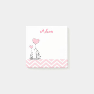 Bloco De Notas Elefante Rosa Pastel Personalizado Menina Bebê