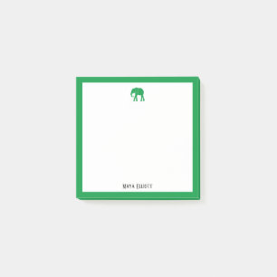 Bloco De Notas Elefante Verde Brilhante e Borda em Branco com Nom