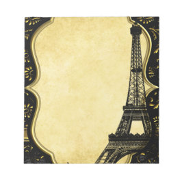 Bloco De Notas Elegância Torre Eiffel Dourada e Negra
