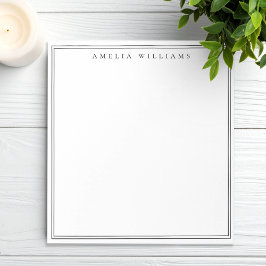 Bloco De Notas Elegant Black and White Minimalist Two Border