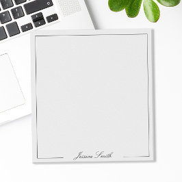 Bloco De Notas Elegant Black and White Script Monogram Border