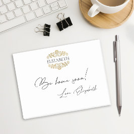 Bloco De Notas Elegant Chic Modern Monogram Black Gold 