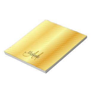 Bloco De Notas Elegant Gold Look Monogrammed Template Modern