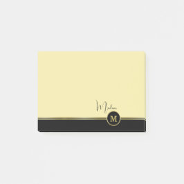 Bloco De Notas Elegant Gold Signature Monogram on Black