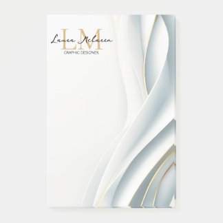 Bloco De Notas Elegant Luxe Aesthetics Monogram White Veil