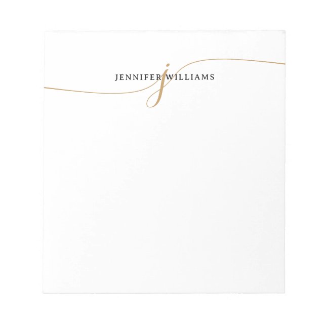 Bloco De Notas Elegant Minimalist Gold Script Monogram (Frente)