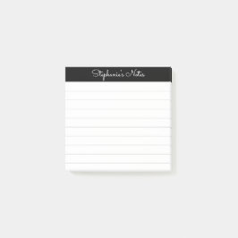Bloco De Notas Elegant Notes Script Black Grey Lined Personalized