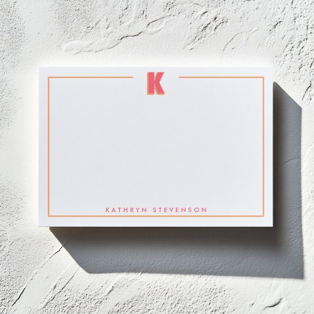 Bloco De Notas Elegant Personalized Monogram 3D Letter K Initial  (Criador carregado)