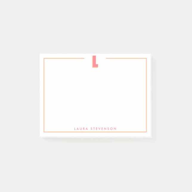 Bloco De Notas Elegant Personalized Monogram 3D Letter L Initial  (Frente)