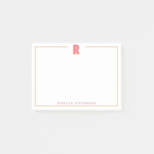 Bloco De Notas Elegant Personalized Monogram 3D Letter R Initial  (Frente)