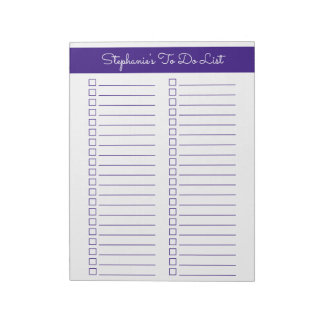 Bloco De Notas Elegant Purple 8.5x11 Two Column Checklist