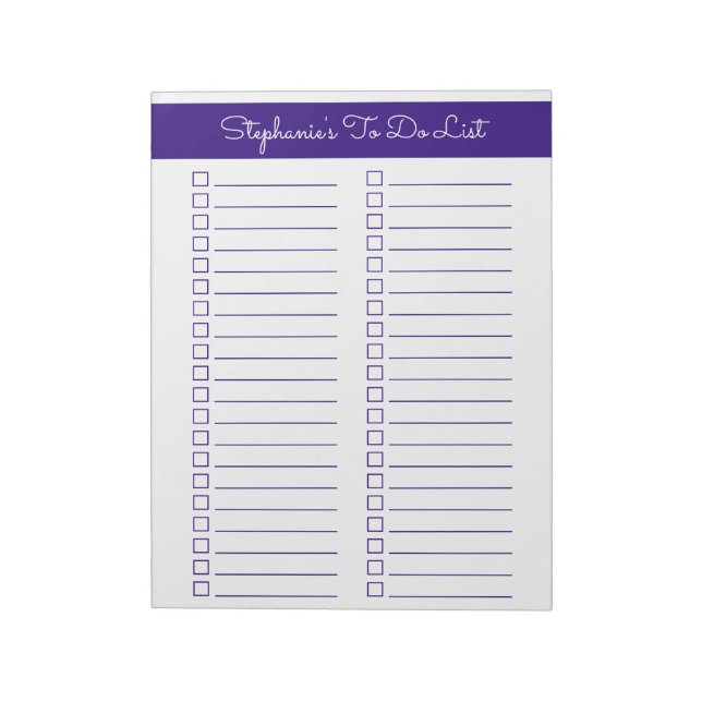 Bloco De Notas Elegant Purple 8.5x11 Two Column Checklist (Invertido)
