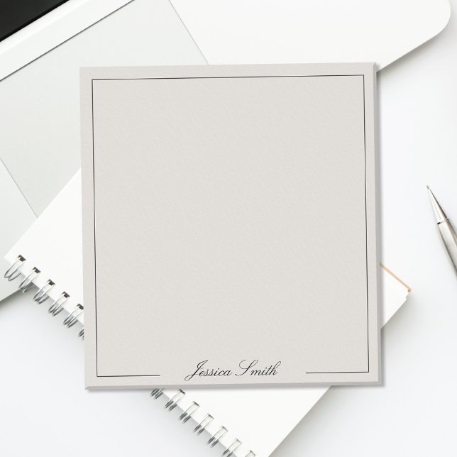 Bloco De Notas Elegant Script Black and Ivory Monogram Border (Criador carregado)