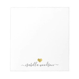Bloco De Notas Elegant Script Name Faux Gold Foil Heart 