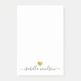 Bloco De Notas Elegant Script Name Faux Gold Foil Heart 
