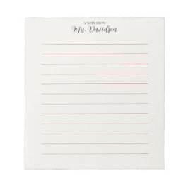 Bloco De Notas Elegant Smooth Lines Teacher Notepad
