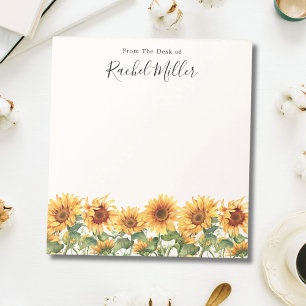 Bloco De Notas Elegant Sunflower Garden From The Desk Of