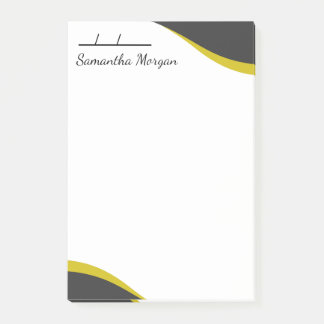 Bloco De Notas Elegant yellow & black waves customizable