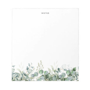 Bloco De Notas Elegante Aquarela Eucalyptus Greenery Personalizad