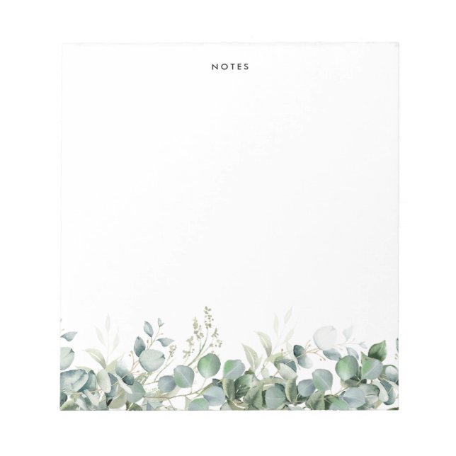 Bloco De Notas Elegante Aquarela Eucalyptus Greenery Personalizad (Frente)