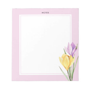 Bloco De Notas Elegante Aquarela Puro Amarelo Crocus Floral