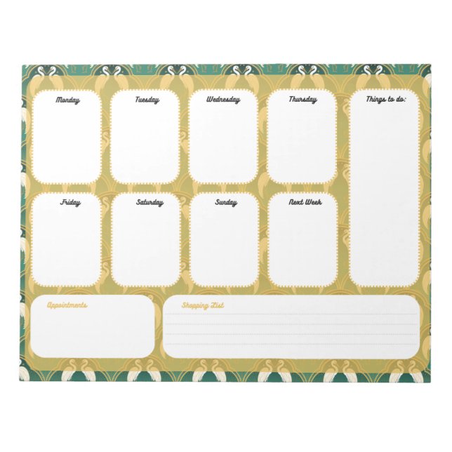 Bloco De Notas Elegante Art Deco Weekly Planner - Semanal (Frente)