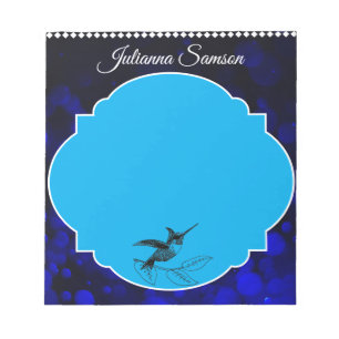 Bloco De Notas Elegante Azul-Marinho Passarinho Fofo Simples Mini