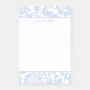 Bloco De Notas Elegante Azul Vintage Floral Botânico Veneziano