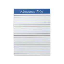 Bloco De Notas Elegante Blue 8,5x11 - Tamanho das letras personal