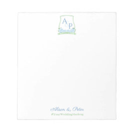 Bloco De Notas Elegante Blue Watercolor Crest Bridal