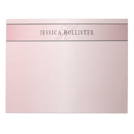 Bloco De Notas Elegante Blush Faux Rosa Dourado | Nome e Iniciais