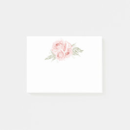 Bloco De Notas Elegante Blush Floral Garden Rosa Rosa Postado Not