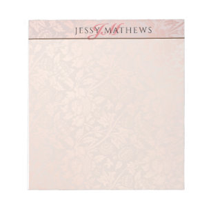 Bloco De Notas ELEGANTE BLUSH MACIO Dourado DAMASCO NOME & INICIA